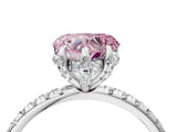 White gold Fancy Pink Heart Cut Diamond Solitaire Ring with Four-Prong Setting and Pavé Band_7