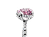 White gold Fancy Pink Heart Cut Diamond Solitaire Ring with Four-Prong Setting and Pavé Band_8