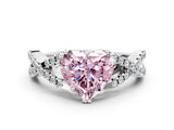 White gold Fancy Pink Heart Cut Diamond Solitaire Ring with Four-Prong Setting and Twisted Pavé Band_67