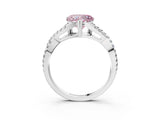 White gold Fancy Pink Heart Cut Diamond Solitaire Ring with Four-Prong Setting and Twisted Pavé Band_78
