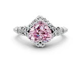White gold Fancy Pink Heart Cut Diamond Solitaire Ring with Hidden Halo and Pavé Band_39