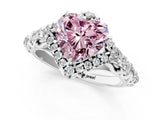 White gold Fancy Pink Heart Cut Diamond Solitaire Ring with Hidden Halo and Pavé Band_40