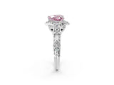 White gold Fancy Pink Heart Cut Diamond Solitaire Ring with Hidden Halo and Pavé Band_41
