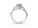 White gold Fancy Pink Heart Cut Diamond Solitaire Ring with Hidden Halo and Pavé Band_42