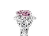 White gold Fancy Pink Heart Cut Diamond Solitaire Ring with Hidden Halo and Pavé Band_44