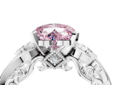 White gold Fancy Pink Heart Cut Diamond Solitaire Ring with Milgrain Pavé Band and Four-Prong Setting_223