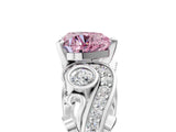 White gold Fancy Pink Heart Cut Diamond Solitaire Ring with Milgrain Pavé Band and Four-Prong Setting_231