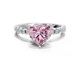 White gold Fancy Pink Heart Cut Diamond Solitaire Ring with Pavé Band and Four-Prong Setting_60