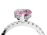 White gold Fancy Pink Heart Cut Diamond Solitaire Ring with Pavé Band and Four-Prong Setting_64