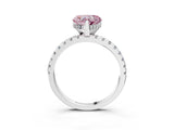 White gold Fancy Pink Heart Cut Diamond Solitaire Ring with Pavé Band and Four-Prong Setting_64