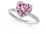 White gold Fancy Pink Heart Cut Diamond Solitaire Ring with Pavé Band and Hidden Halo_116