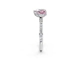 White gold Fancy Pink Heart Cut Diamond Solitaire Ring with Pavé Band and Hidden Halo_118
