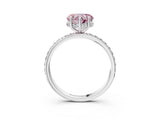 White gold Fancy Pink Heart Cut Diamond Solitaire Ring with Pavé Band and Hidden Halo_118