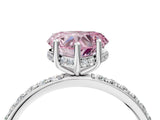 White gold Fancy Pink Heart Cut Diamond Solitaire Ring with Pavé Band and Hidden Halo_119