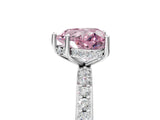 White gold Fancy Pink Heart Cut Diamond Solitaire Ring with Pavé Band and Hidden Halo_121