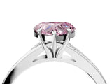 White gold Fancy Pink Heart Cut Diamond Solitaire Ring with Pavé Band and Prong Setting_16