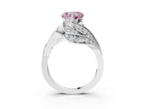 White gold Fancy Pink Heart Cut Diamond Solitaire Ring with Prong Setting and Twisted Pavé Band_15
