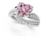 White gold Fancy Pink Heart Cut Diamond Solitaire Ring with Prong Setting and Twisted Pavé Band_25
