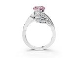 White gold Fancy Pink Heart Cut Diamond Solitaire Ring with Prong Setting and Twisted Pavé Band_27