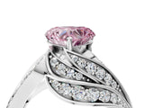 White gold Fancy Pink Heart Cut Diamond Solitaire Ring with Prong Setting and Twisted Pavé Band_28