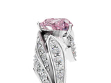 White gold Fancy Pink Heart Cut Diamond Solitaire Ring with Prong Setting and Twisted Pavé Band_29