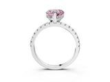 White gold Fancy Pink Heart Cut Diamond Solitaire Ring with Round  Pavé Band and Four-Prong Setting_63
