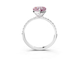 White gold Fancy Pink Heart Cut Diamond Solitaire Ring with Round  Pavé Band and Prong Setting_120