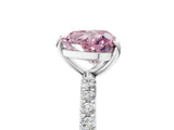 White gold Fancy Pink Heart Cut Diamond Solitaire Ring with Round  Pavé Band and Prong Setting_122