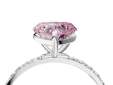 White gold Fancy Pink Heart Cut Diamond Solitaire Ring with Round  Pavé Band and Prong Setting_125