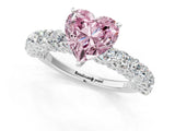 White gold Fancy Pink Heart Cut Diamond Solitaire Ring with Shared Prong Pavé Band and Four-Prong Setting_71