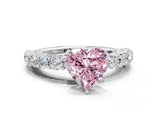 White gold Fancy Pink Heart Cut Diamond Solitaire Ring with Shared Prong Pavé Band and Four-Prong Setting_71