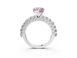 White gold Fancy Pink Heart Cut Diamond Solitaire Ring with Shared Prong Pavé Band and Four-Prong Setting_73