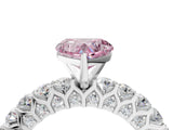 White gold Fancy Pink Heart Cut Diamond Solitaire Ring with Shared Prong Pavé Band and Four-Prong Setting_74