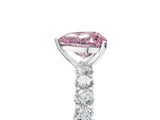 White gold Fancy Pink Heart Cut Diamond Solitaire Ring with Shared Prong Pavé Band and Four-Prong Setting_75