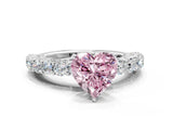 White gold Fancy Pink Heart Cut Diamond Solitaire Ring with Shared Prong Pavé Band and Four-Prong Setting_83
