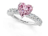 White gold Fancy Pink Heart Cut Diamond Solitaire Ring with Shared Prong Pavé Band and Four-Prong Setting_84