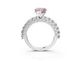 White gold Fancy Pink Heart Cut Diamond Solitaire Ring with Shared Prong Pavé Band and Four-Prong Setting_86