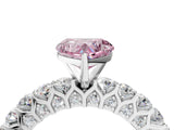 White gold Fancy Pink Heart Cut Diamond Solitaire Ring with Shared Prong Pavé Band and Four-Prong Setting_87