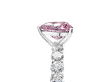 White gold Fancy Pink Heart Cut Diamond Solitaire Ring with Shared Prong Pavé Band and Four-Prong Setting_88