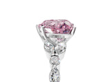 White gold Fancy Pink Heart Cut Diamond Solitaire Ring with Side Stones and Four-Prong Setting_100