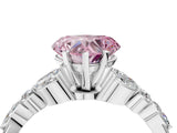 White gold Fancy Pink Heart Cut Diamond Solitaire Ring with Side Stones and Four-Prong Setting_99