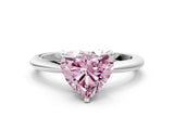 White gold Fancy Pink Heart Cut Diamond Solitaire Ring with Six-Prong Setting and Classic Band_313