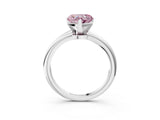 White gold Fancy Pink Heart Cut Diamond Solitaire Ring with Six-Prong Setting and Classic Band_314