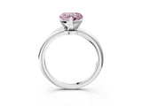 White gold Fancy Pink Heart Cut Diamond Solitaire Ring with Six-Prong Setting and Classic Band_320
