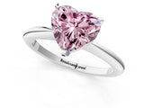 White gold Fancy Pink Heart Cut Diamond Solitaire Ring with Six-Prong Setting and Classic Band_320
