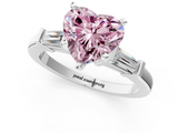 White gold Fancy Pink Heart  Cut Diamond Solitaire Ring with Tapered Baguette Accents and Four-Prong Setting_41