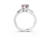 White gold Fancy Pink Heart  Cut Diamond Solitaire Ring with Tapered Baguette Accents and Four-Prong Setting_43