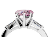 White gold Fancy Pink Heart  Cut Diamond Solitaire Ring with Tapered Baguette Accents and Four-Prong Setting_44