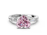 White gold Fancy Pink Heart  Cut Diamond Solitaire Ring with Tapered Baguette Accents and Four-Prong Setting_44