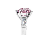 White gold Fancy Pink Heart  Cut Diamond Solitaire Ring with Tapered Baguette Accents and Four-Prong Setting_49